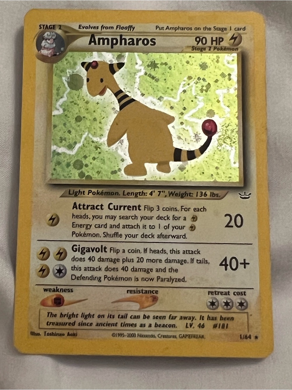 2001 RARE Ampharos Pokemon Card Neo Revelation Holo - Picture 6 of 10